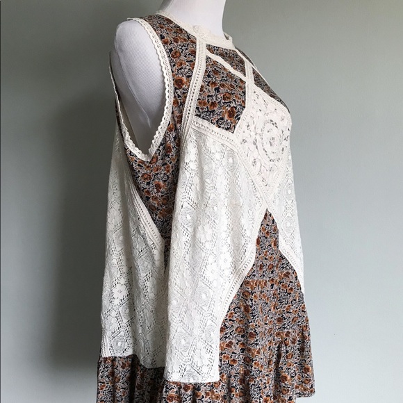 Boho Lace Crochet Floral Tunic Dress Mini Short - Picture 3 of 8